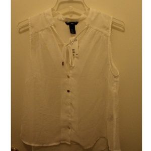 H&M sheer white sleeveless blouse
